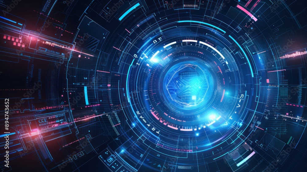 Abstract Futuristic Digital Art: Glowing Neon Lights and Complex Geometric Patterns Abstract Futuristic Digital Art: Glowing Neon Lights and Complex Geometric Patterns