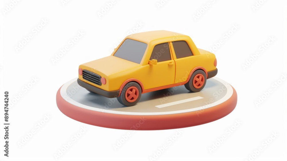 A 3D cartoon car model on display, showcasing playful and imaginative design A 3D cartoon car model on display, showcasing playful and imaginative design