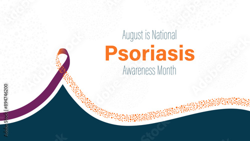 Psoriasis awareness month is observed every year in august, vector illustration.