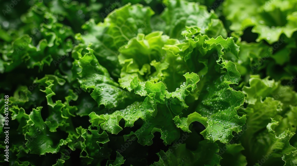 Fresh Green Lettuce Leaves with Dew Drops in a Garden - Close-Up Shot of Healthy Organic Vegetables Fresh Green Lettuce Leaves with Dew Drops in a Garden - Close-Up Shot of Healthy Organic Vegetables