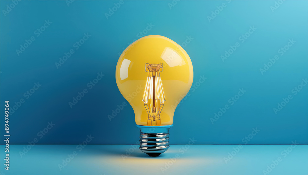 A single light bulb glows brightly against a blue background, symbolizing inspiration and new ideas. A single light bulb glows brightly against a blue background, symbolizing inspiration and new ideas.