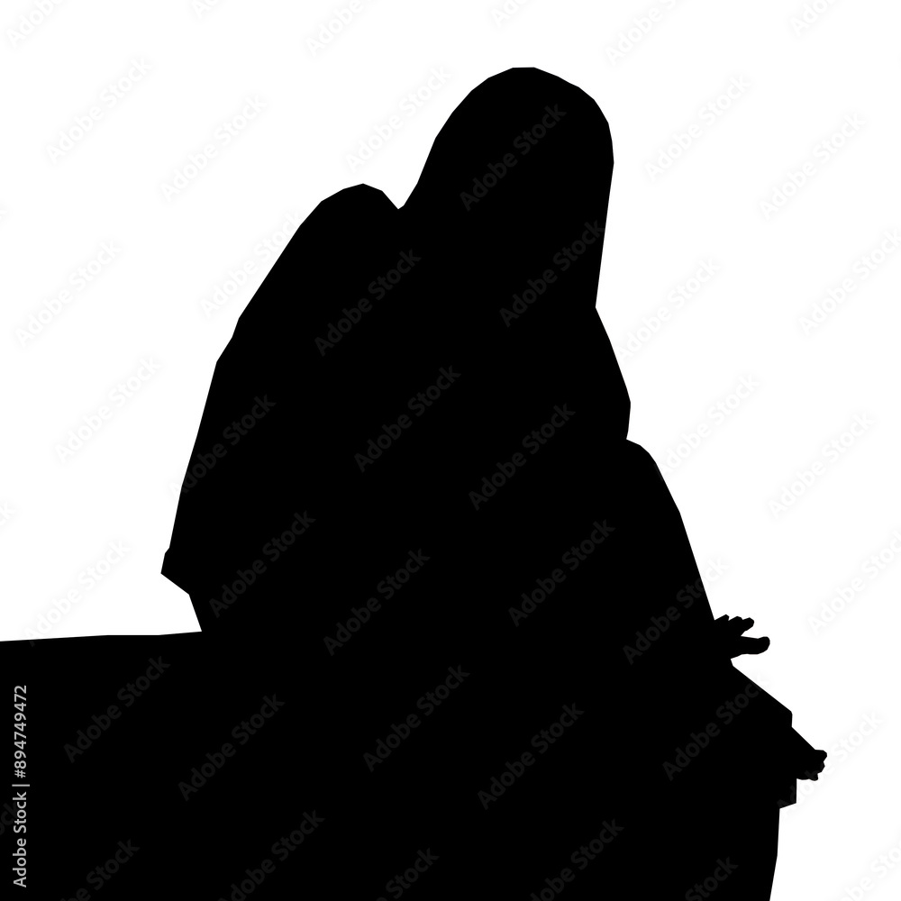 woman on rock Silhouette Excited woman on rock Silhouette Excited
