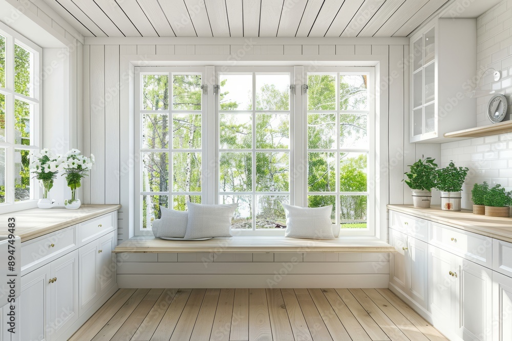 modern white kitchen interior design. Scandinavian style. modern white kitchen interior design. Scandinavian style.
