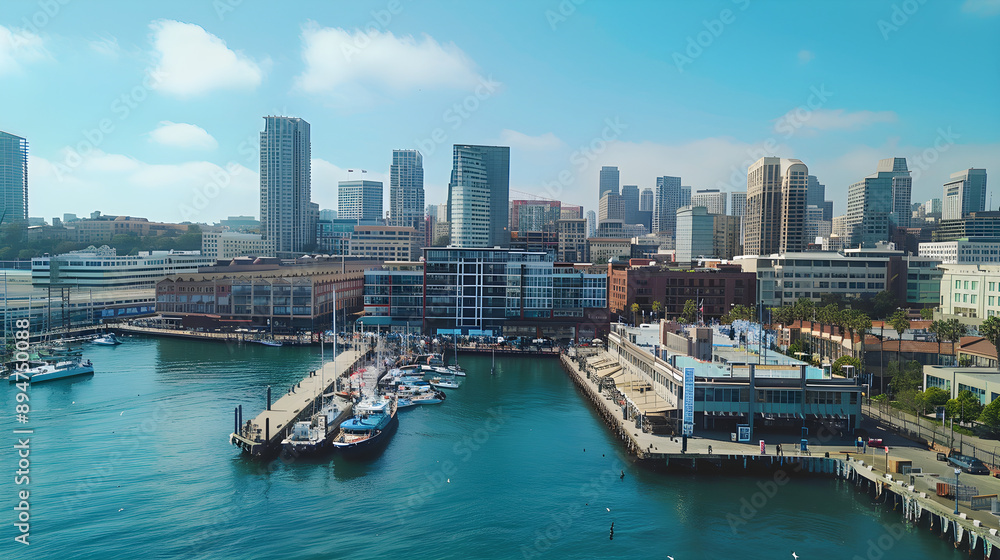 Busy harbor with city skyline backdrop, captured in raw style, Version 6, image number 00080. Busy harbor with city skyline backdrop, captured in raw style, Version 6, image number 00080.