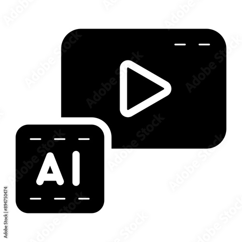 ai video movie glyph icon
