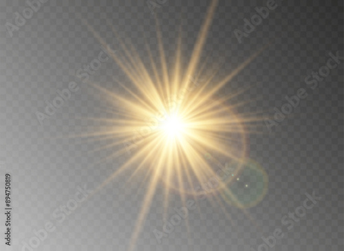 Sun flare light special lens flare light effect. Special effect flash. On a transparent background.