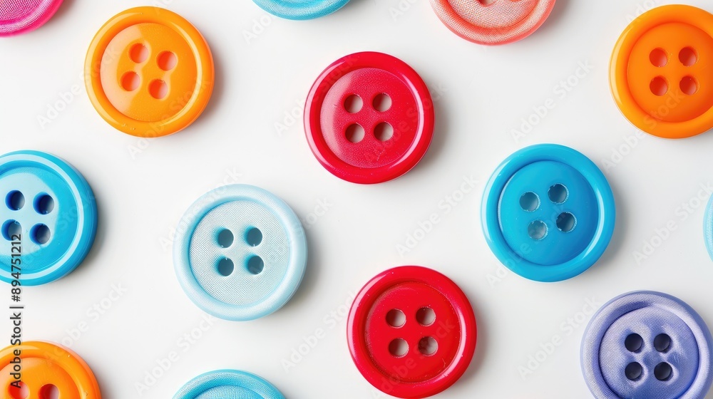 Vibrant buttons against white backdrop Vibrant buttons against white backdrop
