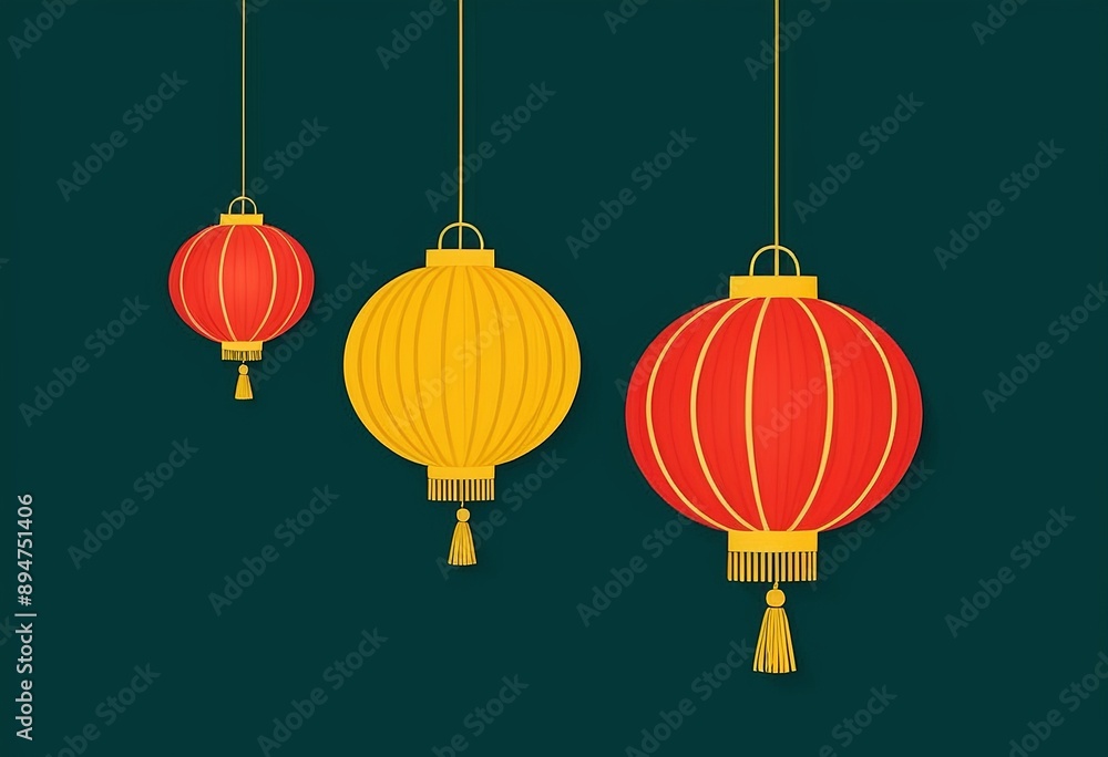 High-Quality Chinese Lantern Vector Artwork for Lunar New Year Celebrations High-Quality Chinese Lantern Vector Artwork for Lunar New Year Celebrations