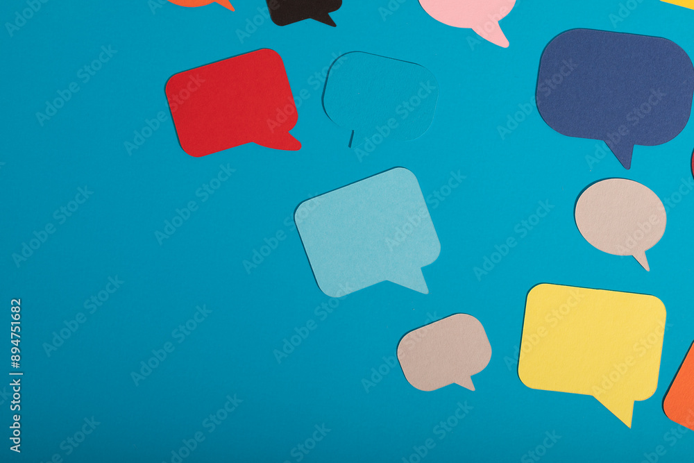 Colorful speech bubbles on a blue background Colorful speech bubbles on a blue background