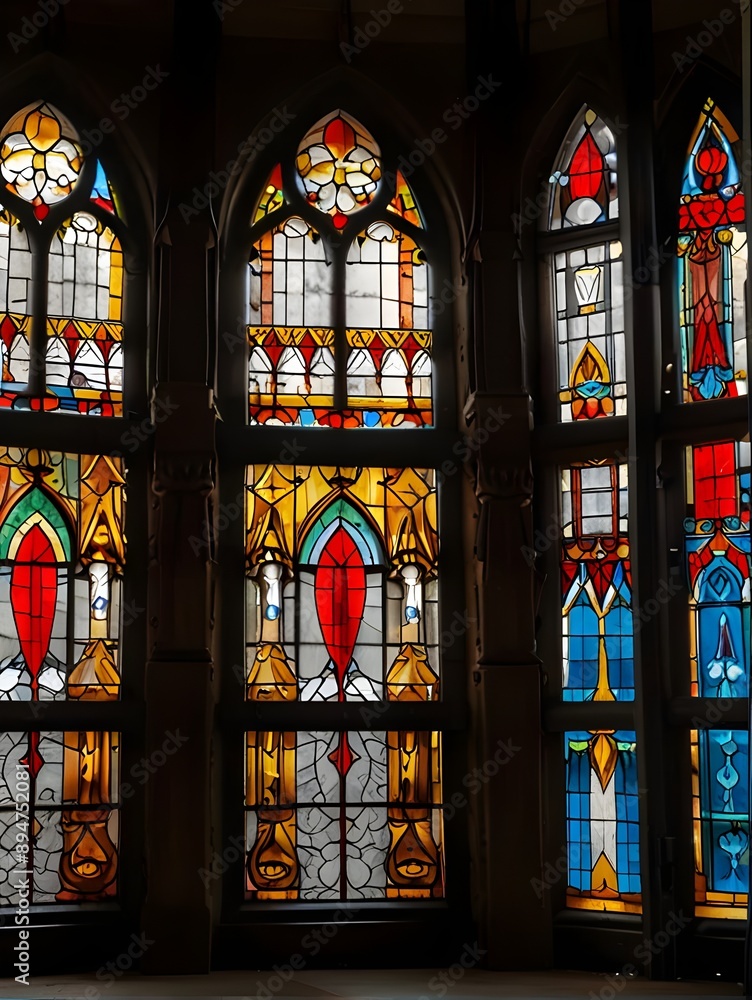 stained glass, beautifully crafted stained glass in ancient edifice