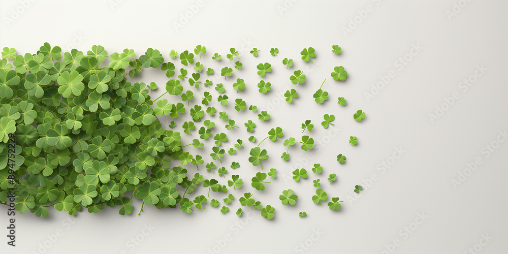 Fototapeta premium A green plant with leaves that are scattered all over the wall