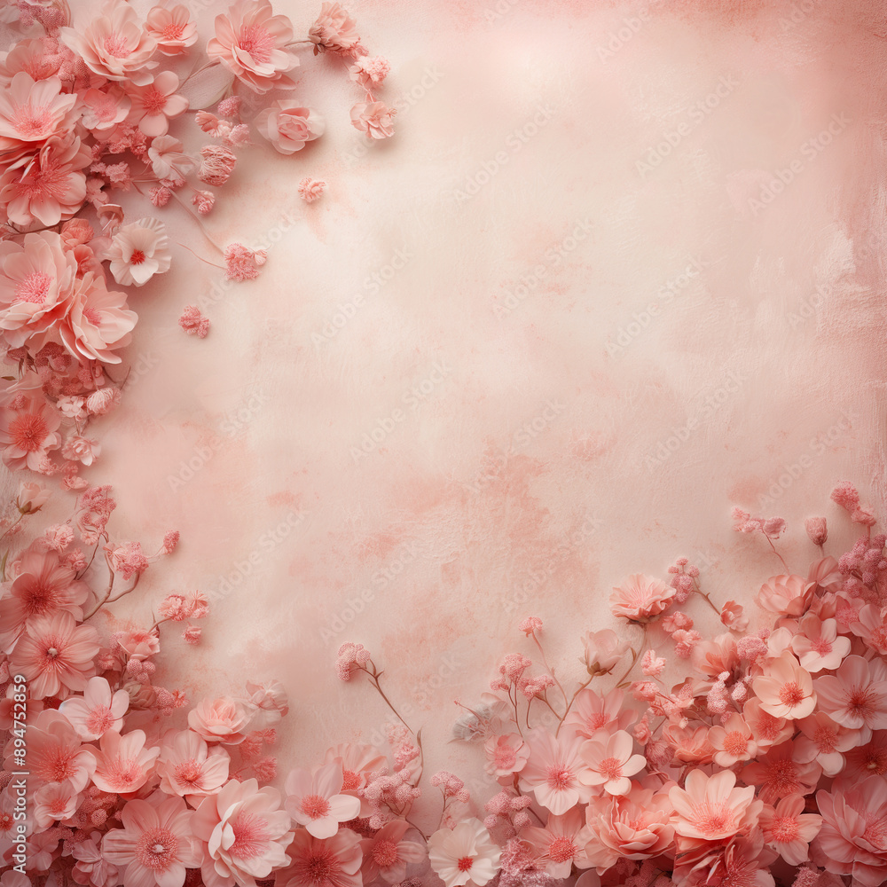 A pink background with flowers in the foreground A pink background with flowers in the foreground