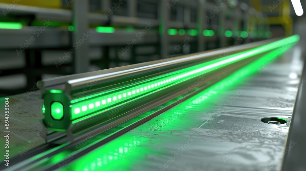 Green Light Strip Encased in Aluminum Channel Green Light Strip Encased in Aluminum Channel