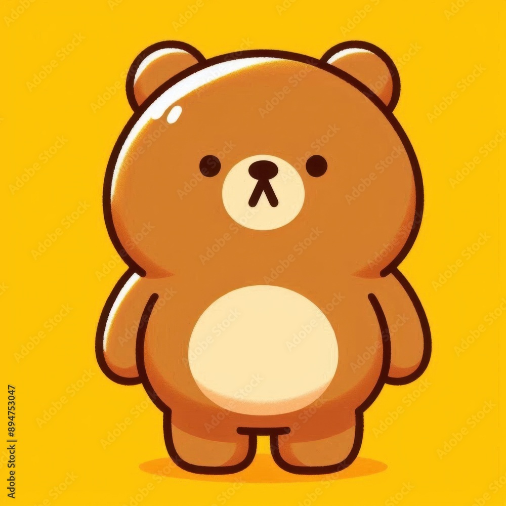 teddy bear cartoon stand in front of yellow background teddy bear cartoon stand in front of yellow background