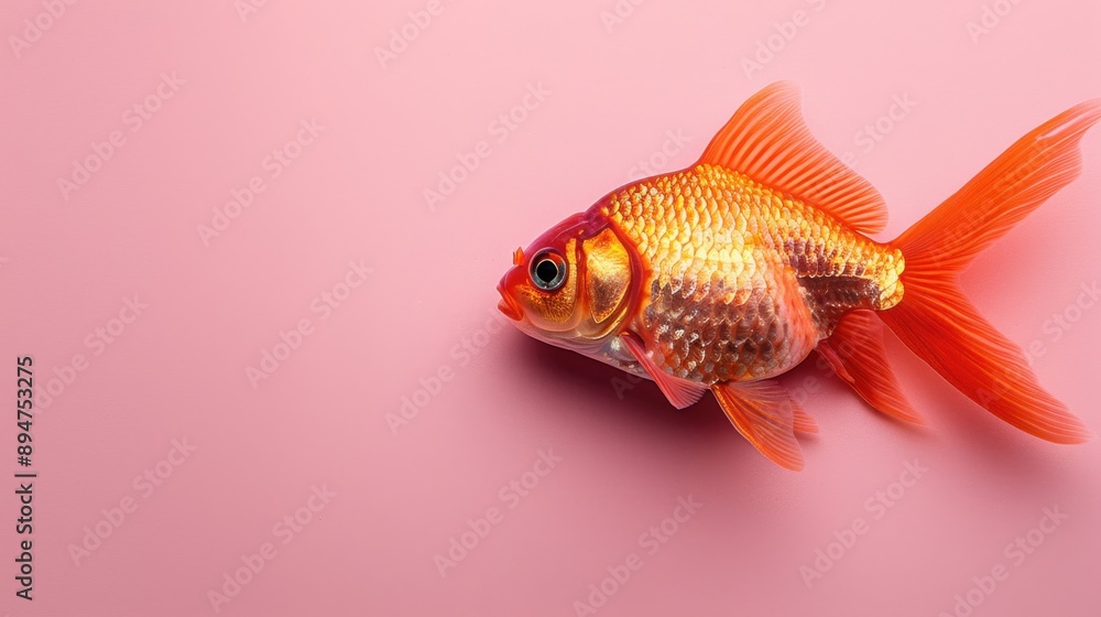 Vibrant Goldfish on Pink Background Vibrant Goldfish on Pink Background