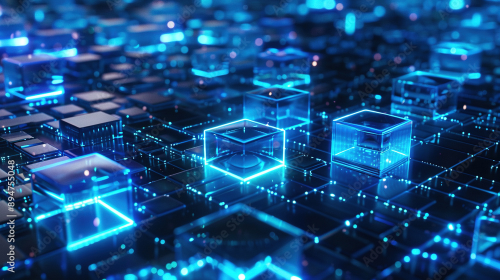 Technology background. Abstract and futuristic depiction of a digital technology network connection in a big. Abstract digital background with glowing network connections and blocks. AI Technology background. Abstract and futuristic depiction of a digital technology network connection in a big. Abstract digital background with glowing network connections and blocks. AI