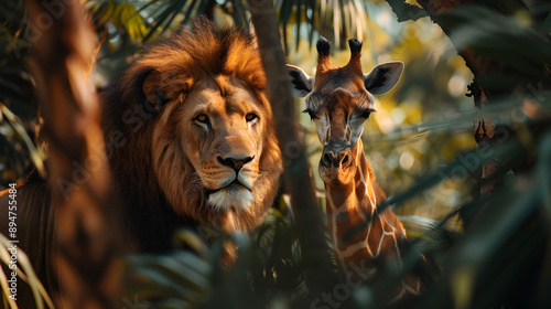 Exotic Wildlife in Natural Habitat: A captivating shot of an exotic animal, such as a lion, elephant, or giraffe, in its natural habitat. The image should highlight the beauty and majesty of the wildl photo