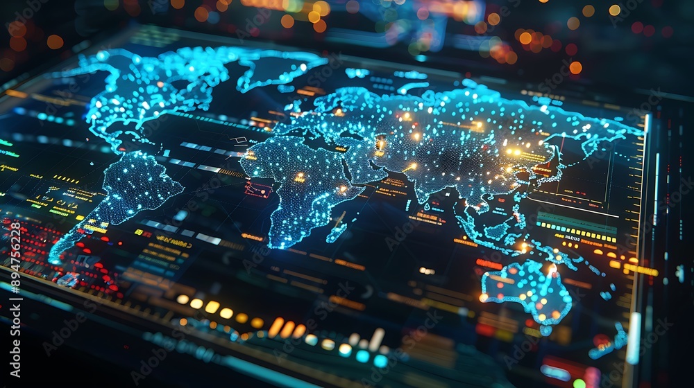 Digital World Map Interface Digital World Map Interface