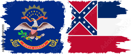Wallpaper Mural Mississippi and North Dakota states grunge brush flags connection, vector Torontodigital.ca