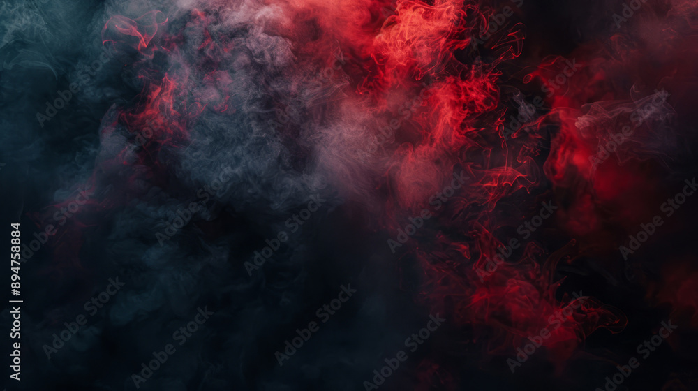Red and black smoke swirling on dark background. Abstract background for design and wallpaper, poster, banner. Red and black smoke swirling on dark background. Abstract background for design and wallpaper, poster, banner.