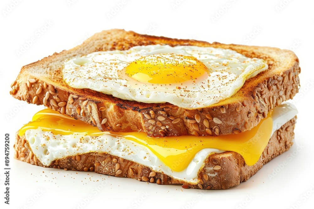 Delicious grilled sandwich with a sunny-side-up egg and melted cheese, perfect for breakfast or brunch. Delicious grilled sandwich with a sunny-side-up egg and melted cheese, perfect for breakfast or brunch.