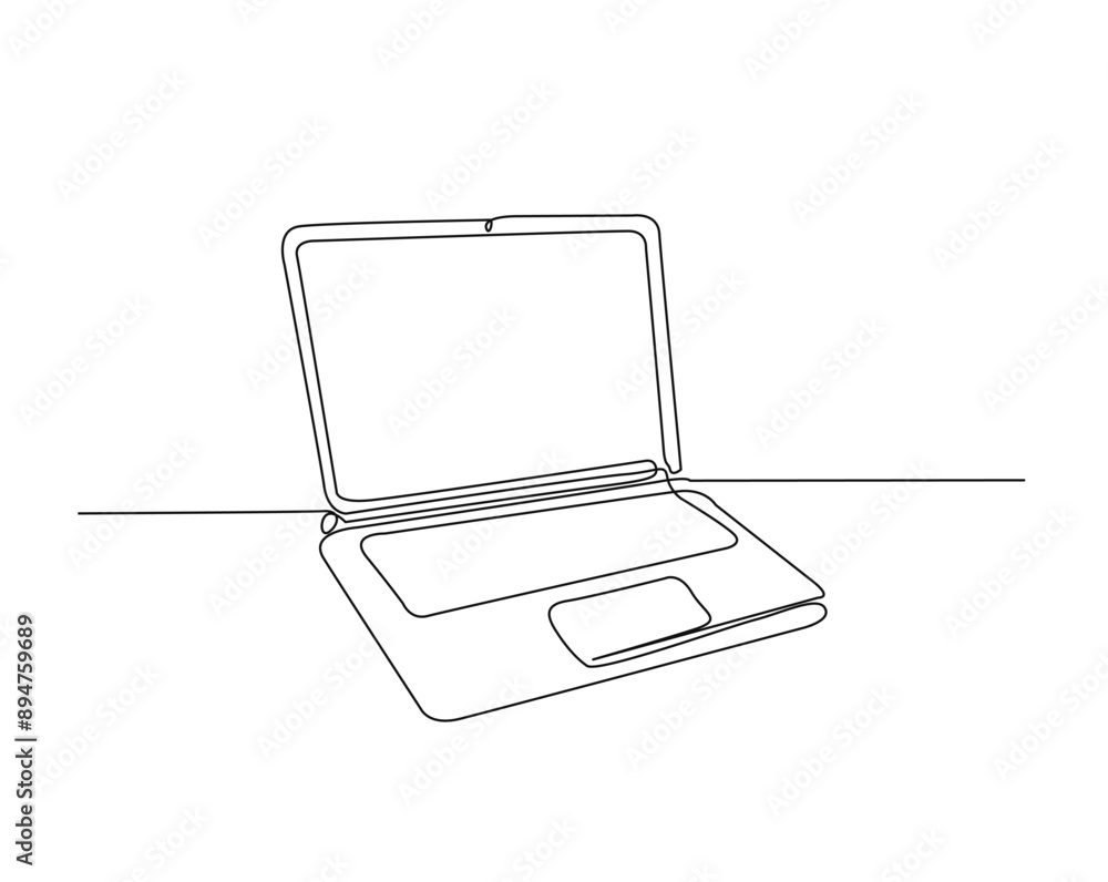 One continuous line drawing Notebook or Laptop. Notebook simple outline vector illustration. One continuous line drawing Notebook or Laptop. Notebook simple outline vector illustration.