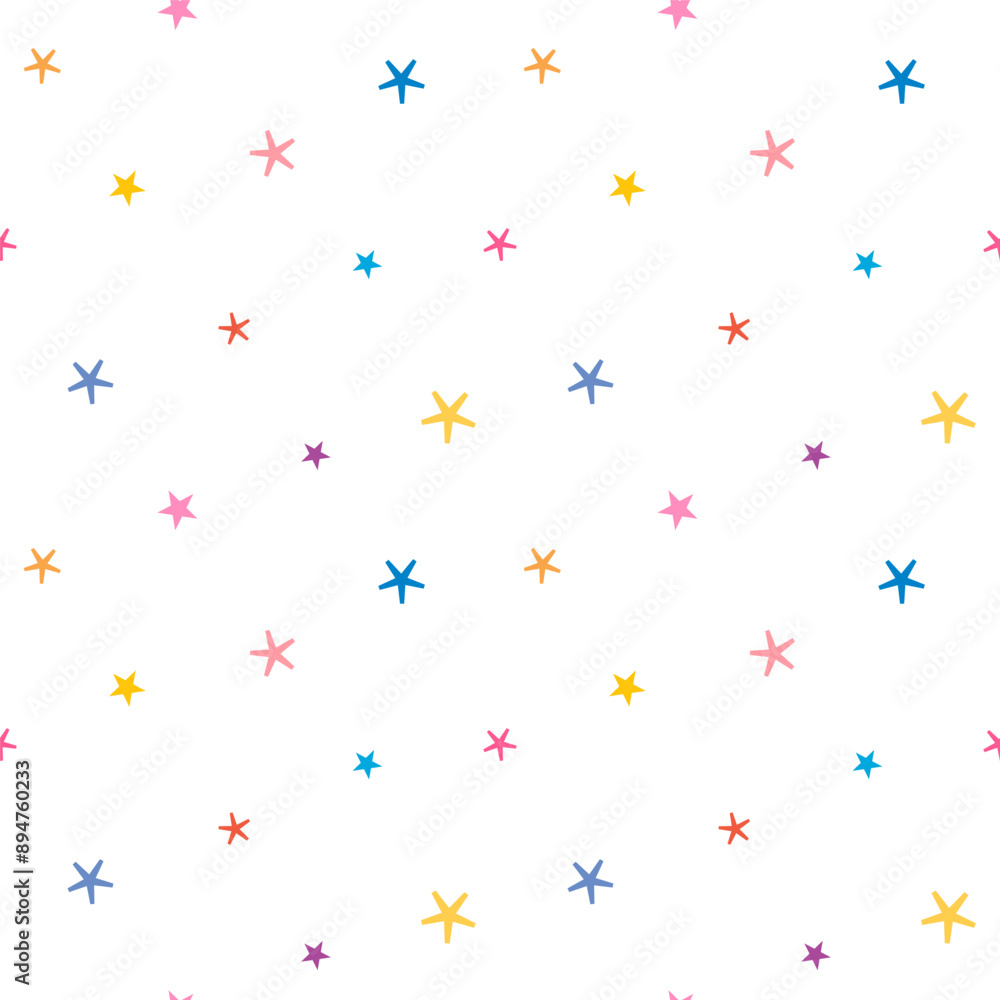 Seamless Pattern of Pastel Star Design on White Background Seamless Pattern of Pastel Star Design on White Background