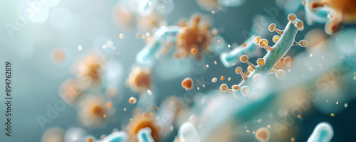A magnified view of antibacterial molecules attacking harmful bacteria, showcasing the effectiveness of antibacterial agents