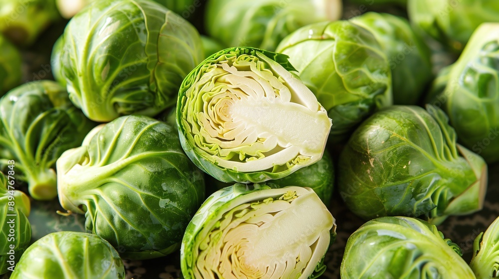 Fototapeta premium close up of brussels sprouts. Healthy lifestyle and food concept.