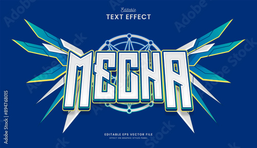 decorative blue  mecha editable text effect vector