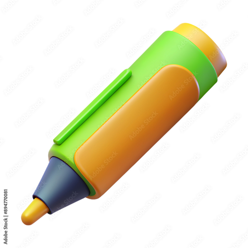Green cartoon pencil with eraser, a classic school tool for writing and drawing Green cartoon pencil with eraser, a classic school tool for writing and drawing