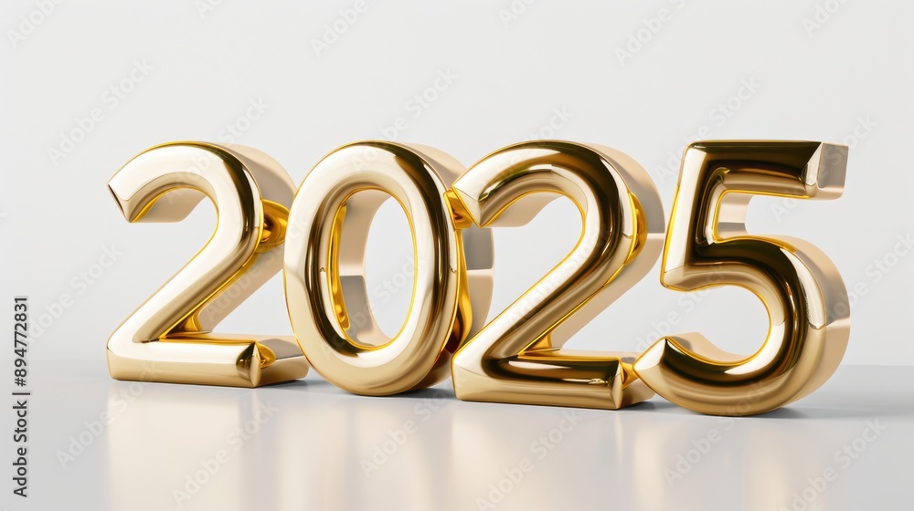 Golden 2025 Numerals on White Golden 2025 Numerals on White