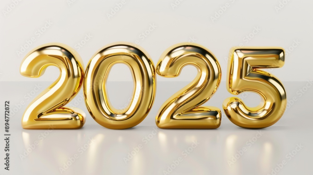 Golden 2025 Numerals on White Golden 2025 Numerals on White
