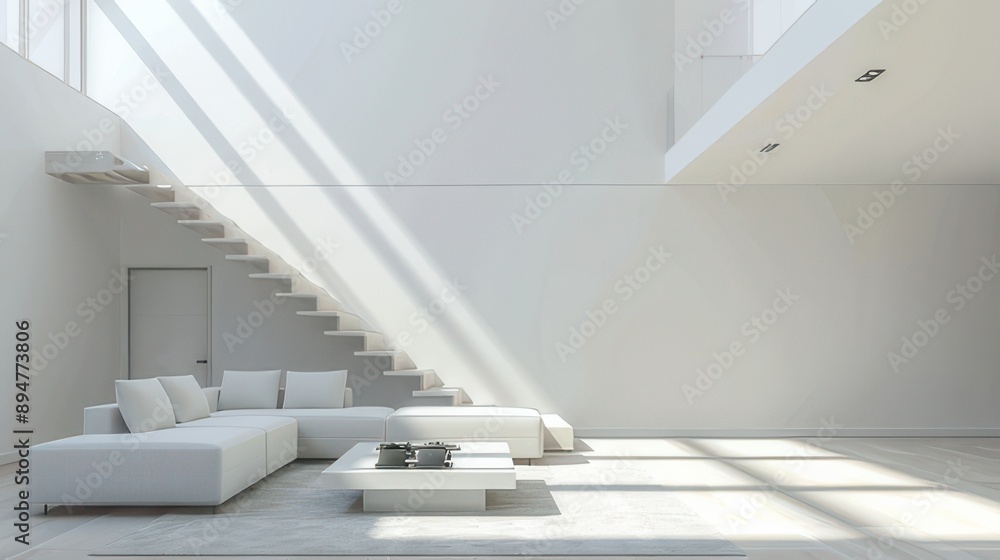 Fototapeta premium Minimalist White Living Room