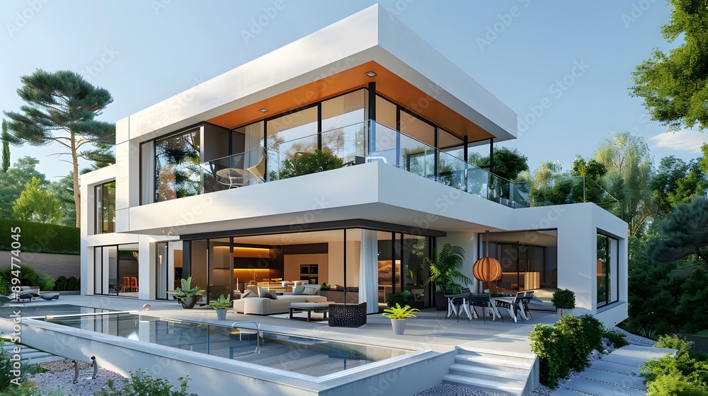 Isometric modern house, minimalist architecture, white and orange color scheme, glass windows, flat roof, terrace, swimming pool, 3D rendering, clean lines, geometric shapes.
Isometric modern house, minimalist architecture, white and orange color scheme, glass windows, flat roof, terrace, swimming pool, 3D rendering, clean lines, geometric shapes.