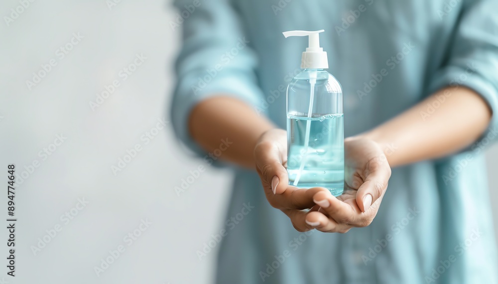 Close-up of a person using hand sanitizer, symbolizing hygiene Close-up of a person using hand sanitizer, symbolizing hygiene