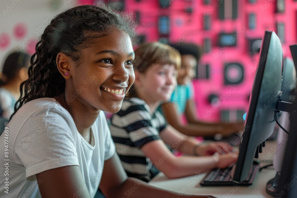 Engaged students are having a great time in their computer class at school, building teamwork and learning new skills. The modern classroom environment encourages collaboration and active learning Engaged students are having a great time in their computer class at school, building teamwork and learning new skills. The modern classroom environment encourages collaboration and active learning