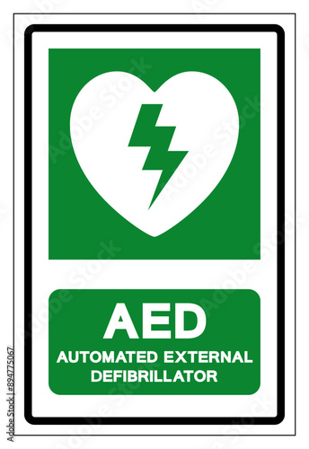 AED Automated External Defibrillator Symbol Sign, Vector Illustration, Isolate On White Background Label .EPS10
