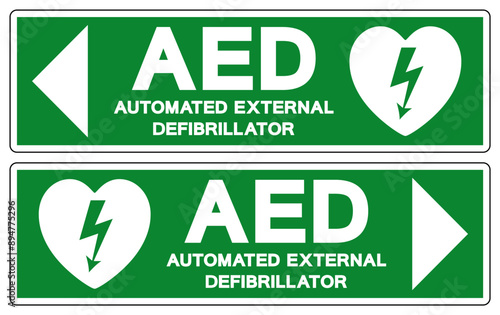 AED Automated External Defibrillator Symbol Sign, Vector Illustration, Isolate On White Background Label .EPS10