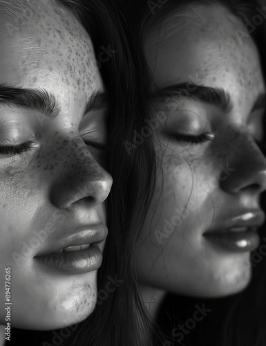 Close-up Portrait of Two Women with Freckles