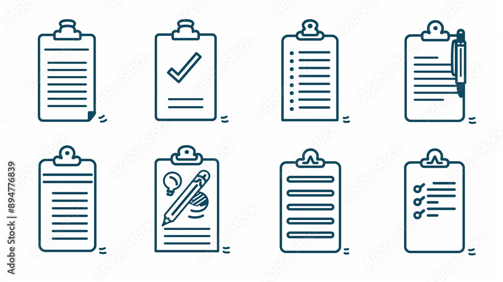Simple Set of Clipboard Related Vector Line Icons. Contains such Icons as Contact, Checklist, Petition and more. Editable Stroke Simple Set of Clipboard Related Vector Line Icons. Contains such Icons as Contact, Checklist, Petition and more. Editable Stroke