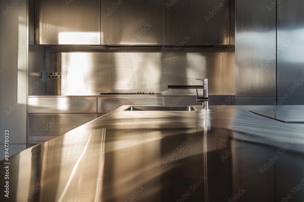 Interior of modern kitchen with dark wooden and glass walls. Interior of modern kitchen with dark wooden and glass walls.
