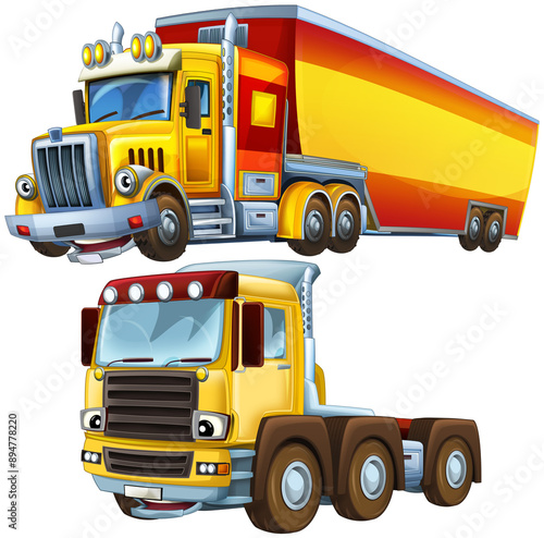 cartoon scene with heavy duty car truck transportation vehicle for construction site isolated illustration for children