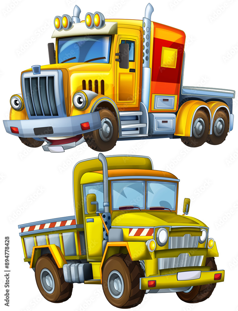 cartoon scene with heavy duty car truck transportation vehicle for construction site isolated illustration for children cartoon scene with heavy duty car truck transportation vehicle for construction site isolated illustration for children