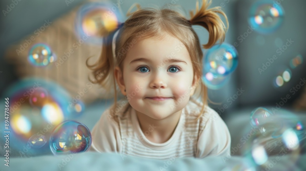 Happy Child with Bubbles Happy Child with Bubbles