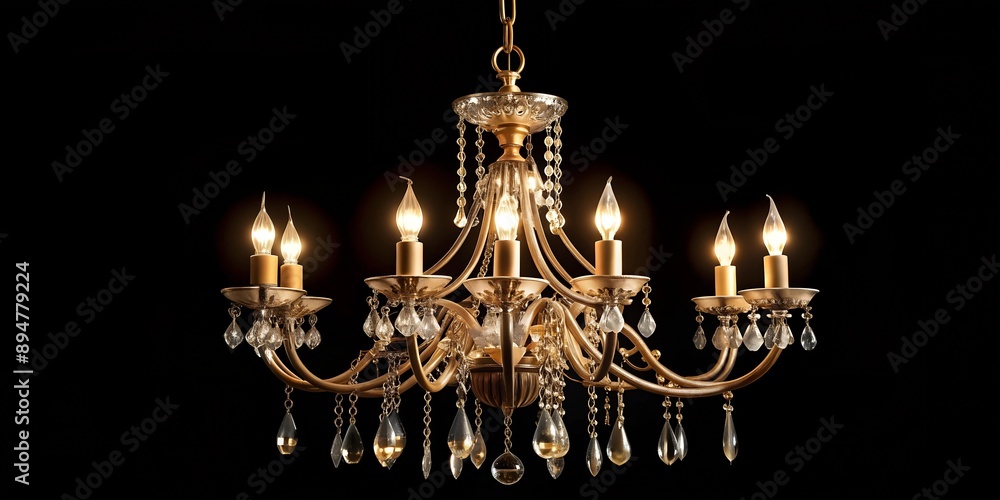 Retro chandelier isolated on black background AI Generative Retro chandelier isolated on black background AI Generative