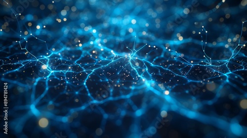 Abstract blue neural network background