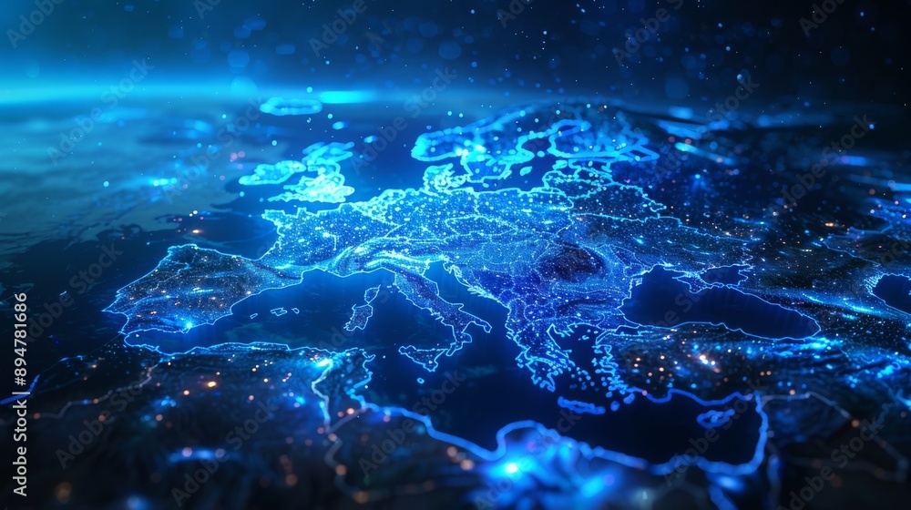 Detailed Night View of Europe from Space Detailed Night View of Europe from Space