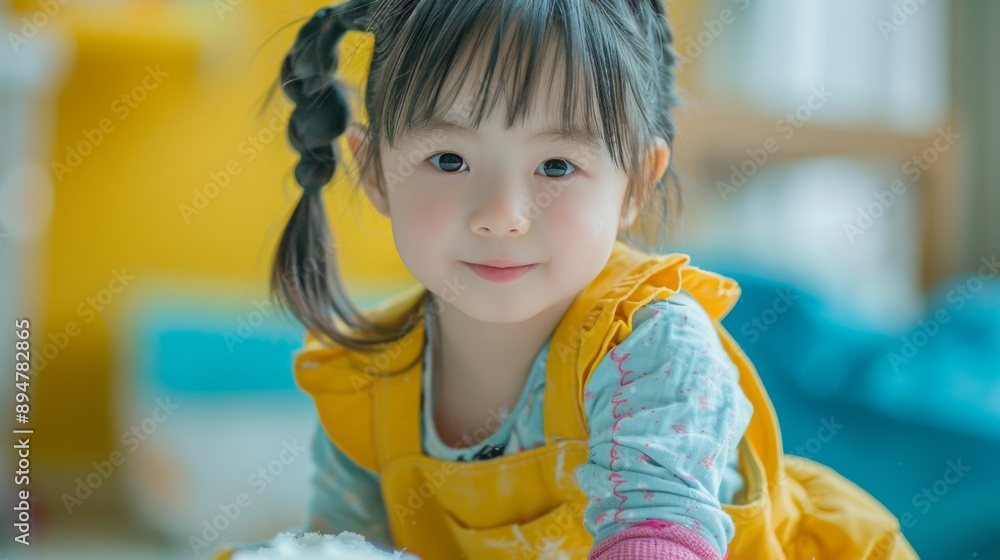 Portrait of a Smiling Child in a Bright Room Portrait of a Smiling Child in a Bright Room