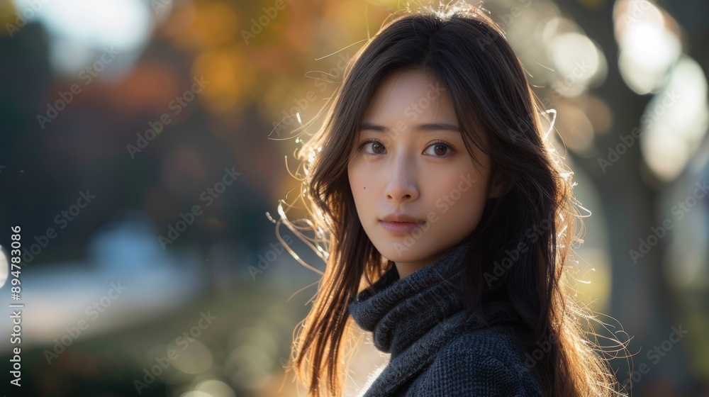 Obraz premium Portrait of Young Woman Outdoors
